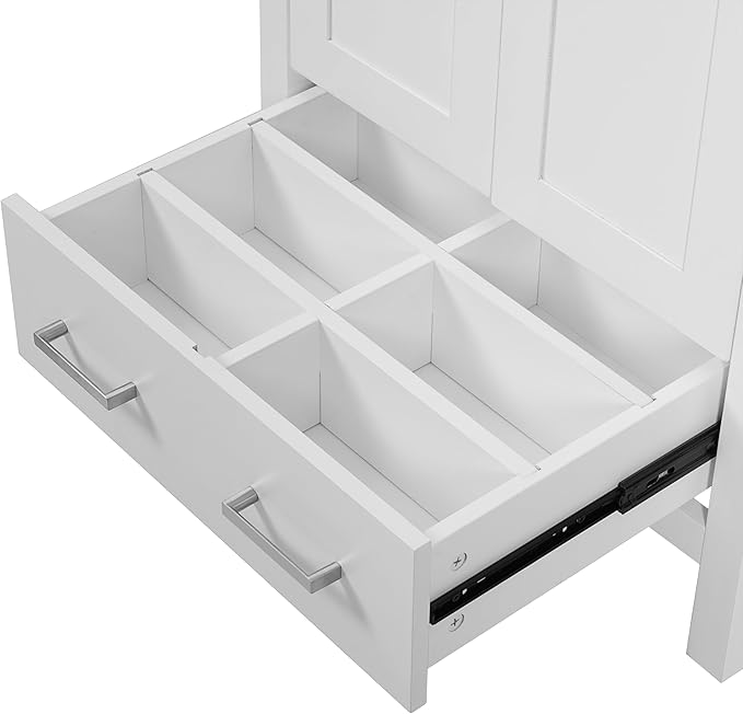 Favfurish 48" Bathroom Vanity with Ceramic Double Sink, Undermount Double Basin Vanity Set w/2 Divided Drawers and 4 Double-Layer Soft Close Doors & Built-in Shelf, Freestanding Storage Cabinet,White
