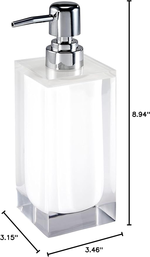 Izod - Lotion Pump/Soap Dispenser, Sleek Resin Countertop Accessories, Dorm Room Essentials, Modern Home Decor (Marina Collection, White)