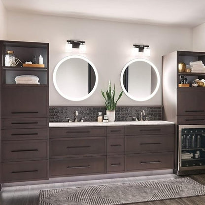 Kichler Marette 13.5" 2 Light Vanity Light with Satin Etched Cased Opal Glass in Black