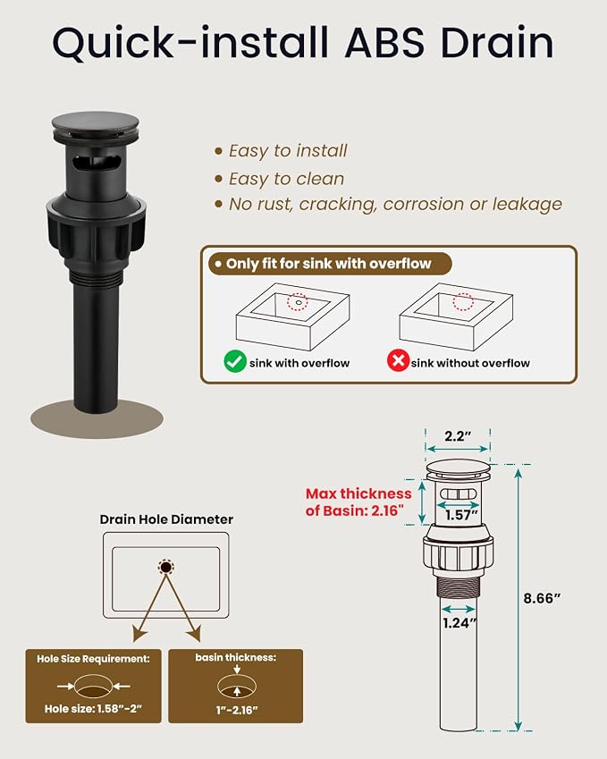 gotonovo Waterfall Bathroom Faucet 3 Hole Square Body,Oil Rubbed Bronze | SUS304 8’’ Widespread Bathroom Sink Faucet,2.17’’ Wide Spout,24’’ cUPC Hose,Pop Up Drain,2 Handle,Vanity,Lavatory,Basin,RV