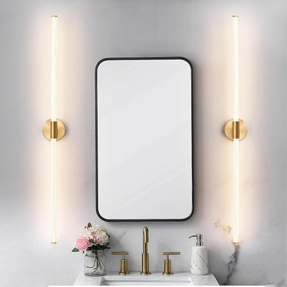 Gold Bathroom Vanity Lights 47" Long LED Vanity Light Bar | 360° Bright Bathroom Lights, Dimmable Vanity Light, Hardwired Wall Light 3000K Warm White for Mirror