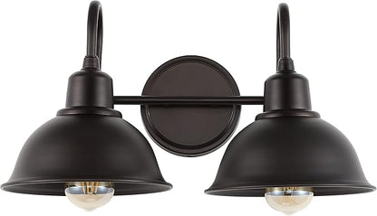 JONATHAN Y 18" Oil Rubbed Bronze Farmhouse Industrial 1-Light LED Vanity Wall Sconce for Bathroom Mirror Kitchen, Metal Shade, Dimmable Vintage Lighting, LED Bulb Included (JYL7482B)
