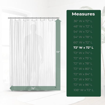 Shower Curtain Liner with Side Suction Cups, Premium PEVA Plastic Shower Liner with 3 Magnets, Waterproof Bathroom Curtain, 72 x 72, Frosted