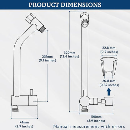G-Promise All Metal Shower Diverter with Low Handheld Holder (Matte Black) | 10 Inch Downward-Extend Bracket for All Heights, 4 Spray Modes with Pause, Anti-Leak, Easy Install, Universal Replacement