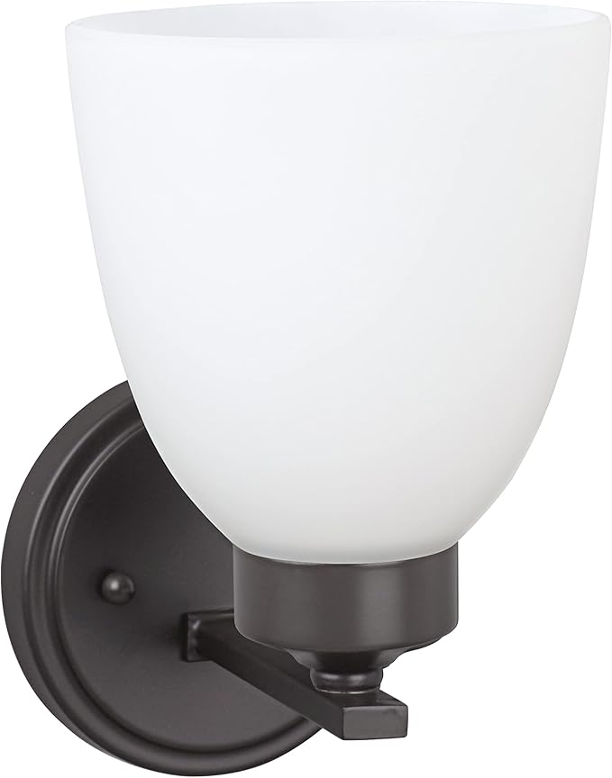 Aspen Creative 62202-2, One-Light Metal Bathroom Vanity Wall Light Fixture, 5" Wide, Transitional Design in Oil Rubbed Bronze, 1