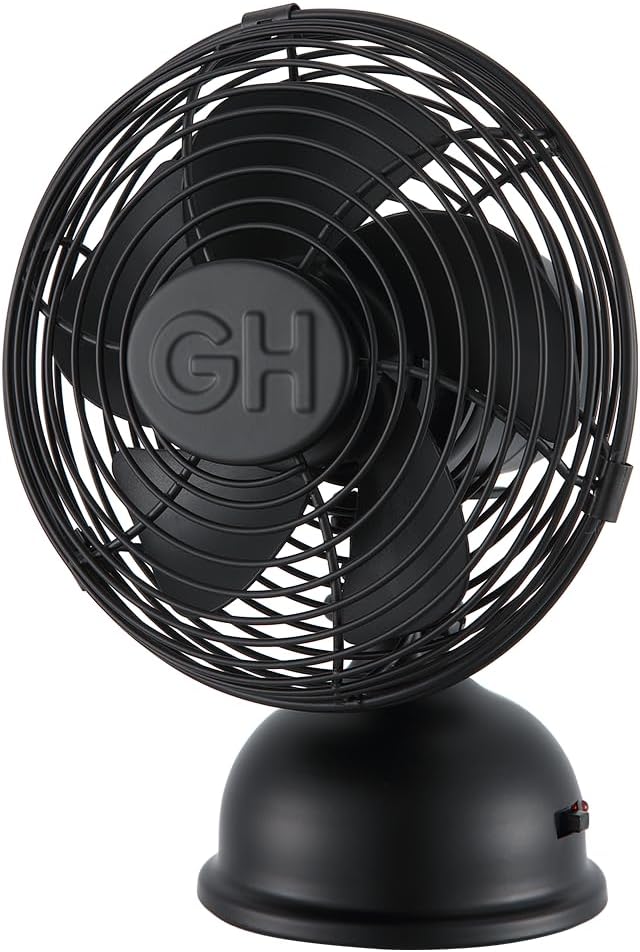 Good Housekeeping 5" All-Metal (92523) USB Desktop Laptop Nightstand Fan with Oscillation (Matte Black)