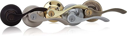 Kwikset Balboa Entry Door Handle with Lock and Key, Secure Keyed Reversible Lever Exterior, for Front Entrance and Bedrooms, Polished Chrome, Pick Resistant Smartkey Rekey Security
