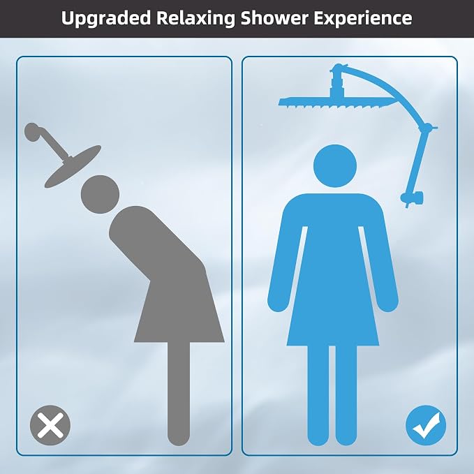 Hibbent 12'' Rain Shower Head with 16'' Extension Arm, Oil Rubbed Bronze | cUPC Certified High Pressure Rainfall Showerhead with Solid Brass Adjustable Shower Head Extension Arm, Fixed Showerheads
