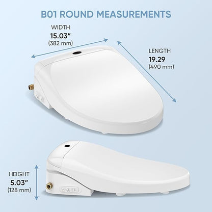 LEIVI Electric Bidet Toilet Seat with Wireless Remote and Side Panel, Multiple Spray Modes, Adjustable Heated Seat, Warm Water and Air Dryer, Auto LED Nightlight, Round