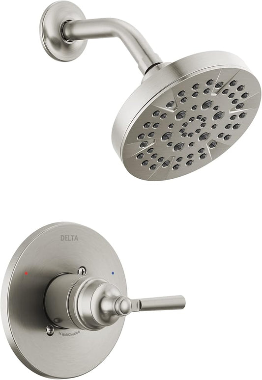 Delta Saylor 14 Series 5-Setting Shower Faucet Set, Brushed Nickel Shower Head and Handle Set, Valve Trim Kit, Stainless T14235-SS (Valve Not Included)
