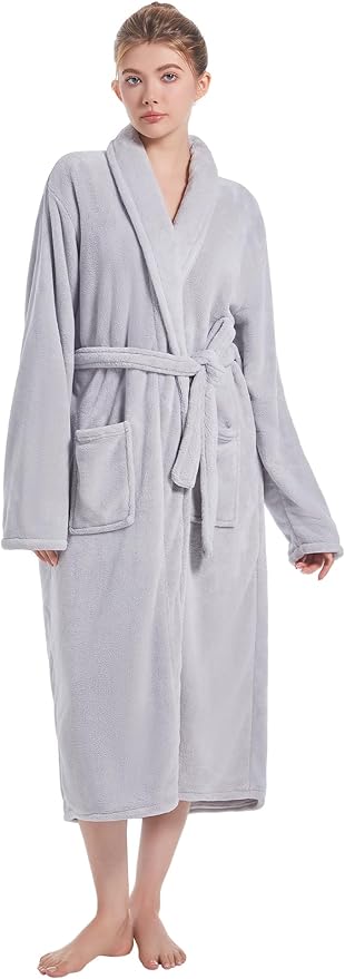Soft Robe For Women，Warm Plush Bath Robes Female，Spa Towel After Shower Lightweight Long Bathrobe