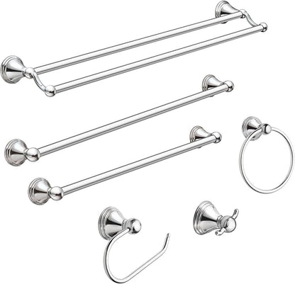 Moen Preston Collection Chrome 24-Inch Single Bathroom Towel Bar, Wall Mounted Hanger for Bath or Kitchen, DN8424CH (Pack of 2)