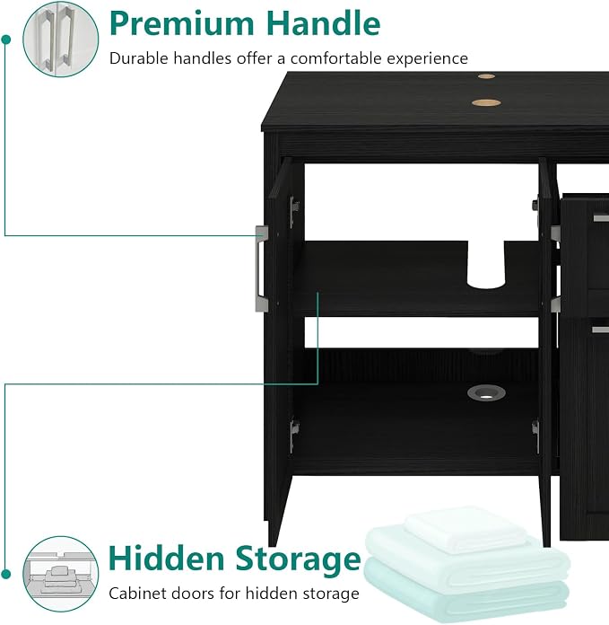 YOURLITE Bathroom Vanity, 36" Modern Black Bathroom Cabinet