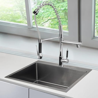 25 Inch Drop in Kitchen Sink Black 18 Gauge Stainless Steel | Single Bowl Single Hole Topmount Sink, 25"x22"x8.5" Large Basin for Family Kitchen, Bar and Prep Area
