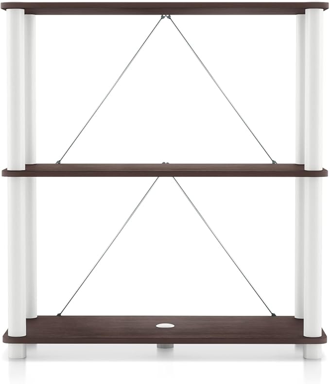 Homes: Inside + Out Apexa Modern 3-Tier Wide Shelving Units, Collectibles Display Shelves, Easy Assembly Standing Shelf, Home Storage Organizer for Living Room, Bedroom, Office, Espresso