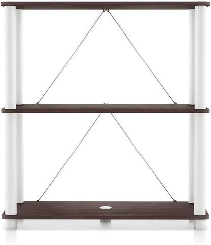 Homes: Inside + Out Apexa Modern 3-Tier Wide Shelving Units, Collectibles Display Shelves, Easy Assembly Standing Shelf, Home Storage Organizer for Living Room, Bedroom, Office, Espresso