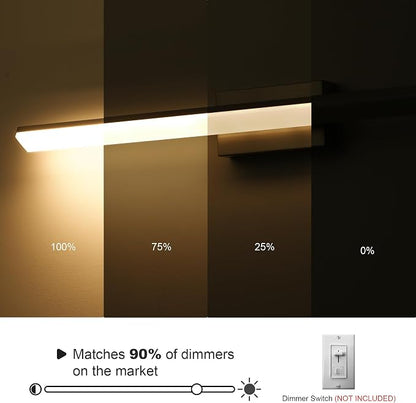 mirrea 24in 5CCT Black LED Vanity Lights for Bathroom Over Mirror | 5 color temperatures,Adjustable light angle,ETL listed,Dimmable,Bathroom lighting fixtures,Eye-friendly,Frosted acrylic shade