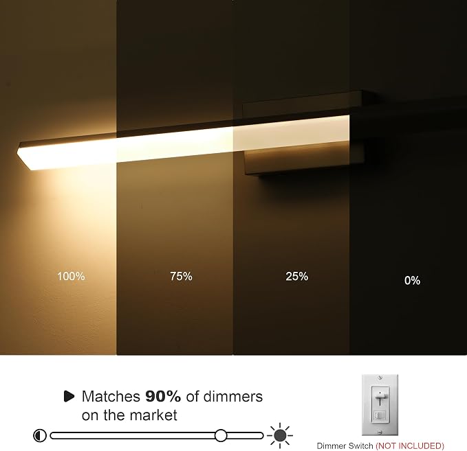 mirrea 36in 5CCT Black LED Vanity Lights for Bathroom Over Mirror | 5 color temperatures,Adjustable light angle,ETL listed,Dimmable,Bathroom lighting fixtures,Eye-friendly,Frosted acrylic shade