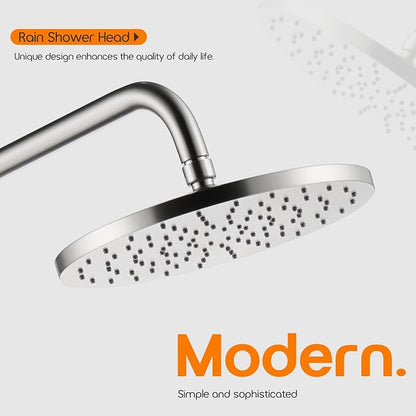 Rainfall Shower Head 10 Inch Overhead Waterfall Showerhead with Adjustable Swivel Ball Joint, Anti-clogging Nozzles, Brushed Nickel SH001BR-D10