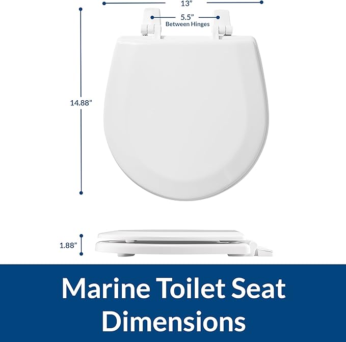 BEMIS TC50TTA MARINE Toilet Seat, Small Toilet Seat Made for Boats and RVs, Durable Wood, White