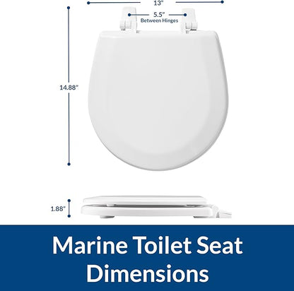 BEMIS TC50TTA MARINE Toilet Seat, Small Toilet Seat Made for Boats and RVs, Durable Wood, White