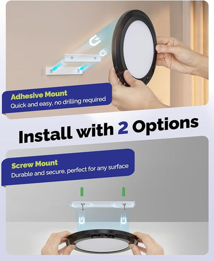 10000mAh Rechargeable Ceiling Light Black Waterproof Shower Lights | Wireless Motion Sensor Light Indoor 3000K/4000K/6000K Dimmable, Magnetic LED Lights with Remote No Wiring for Closet Bathroom