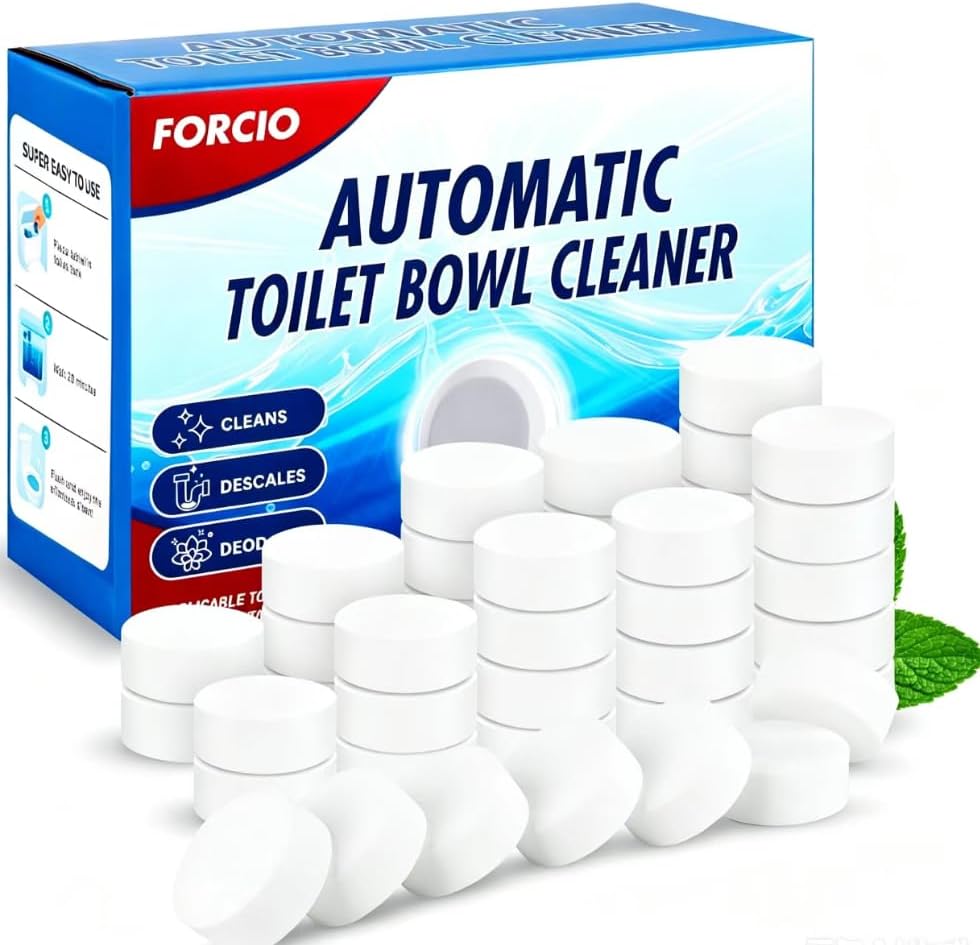 Automatic Toilet Bowl Cleaner Tablets - Fresh Scent, CleaningEffectively removes stains and limescale; Releases fresh fragrance for a pleasant bathroom experience;50PACK cleaning with facility, -NN