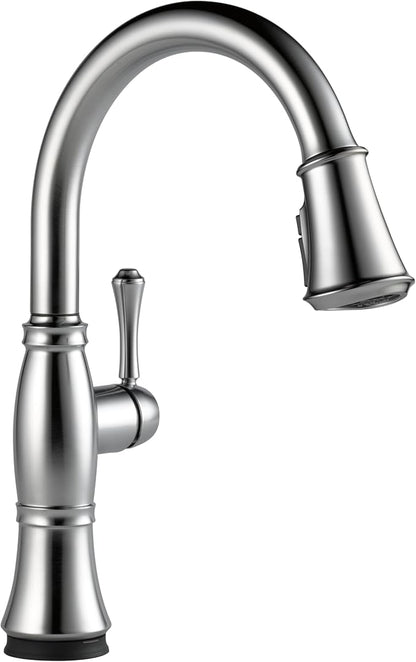 Delta Cassidy Touchless Kitchen Faucet with Touch Technology, Brushed Nickel Kitchen Sink Faucet with Pull Down Sprayer, Single Hole, Lumicoat Arctic Stainless 9197TL-AR-PR-DST