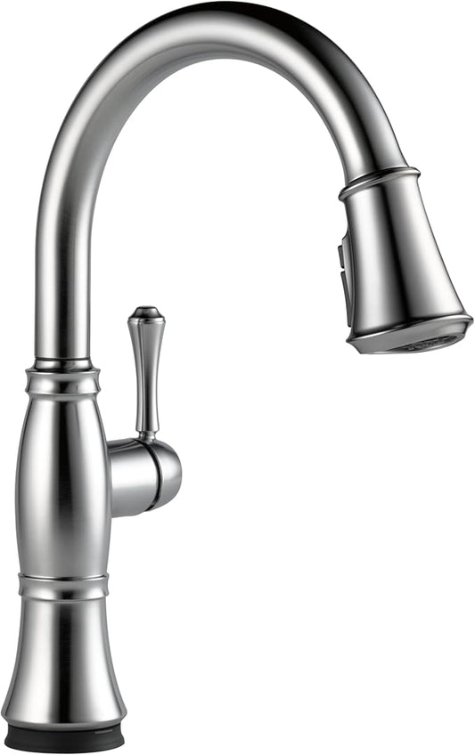 Delta Cassidy Touchless Kitchen Faucet with Touch Technology, Brushed Nickel Kitchen Sink Faucet with Pull Down Sprayer, Single Hole, Lumicoat Arctic Stainless 9197TL-AR-PR-DST