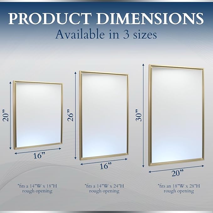 Fox Hollow Furnishings 20x30 Parker Metro Metal Framed Rectangle Recessed Bathroom Medicine Cabinet, Floating Mirror, 14x24 in-Wall Opening, Steel, Adjustable Glass Shelves, Magnet Close, Black