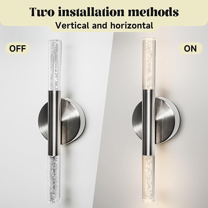 LED Bathroom Vanity Lights,16 inch Bathroom Light Fixtures Over Mirror,3000K Natural Warm Light, ETL＆UL Listed, Modern Wall Sconce for Bedroom,Living Room,Hallway,Brushed Nickel
