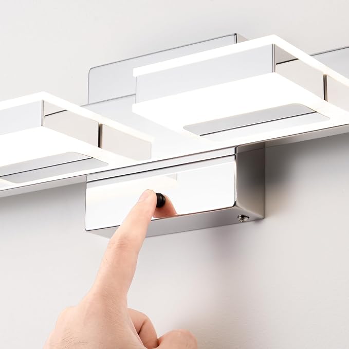 mirrea 24" 4 Light 3CCT LED Chrome Bathroom Vanity Light Fixture | Over Mirror,Bathroom Light Fixture,3000K/4000K/5000K ,Dimmable,Rust-resistant,Moisture-resistant,Acrylic shade