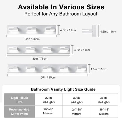 LED Modern Bathroom Vanity Light Fixtures, Dimmable White Vanity Lights for Bathroom Lighting Fixtures Over Mirror, with 360° Rotatable Heads -Light 30-inch (Cool White 6000K)
