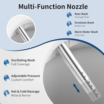 Electric Bidet Seat Elongated,Heated Seat,Luxury Wash,Smart LED | Premium Aerated Wash,Instant Warm,Self Cleaning Nozzle,6000RPM Dryer,Remote Control, Soft Close,Original Manufacturer Quality