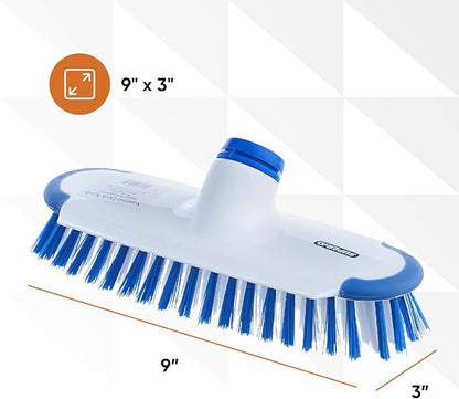 Superio Deck Scrub Brush Head Heavy Duty Stiff Bristles Replacement, Brush Refill with Scraper - Cleans Hot Tub, Swimming Pool, Granite Tiles, Bathroom, Patio, Kitchen, Wall, and Deck