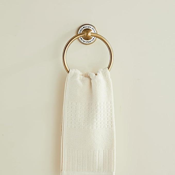 Antique Brass Towel Ring, Hand Towel Holder for Bathroom Wall | Screw-In Wall-Mounted Heavy-Duty Hand Towel Racks for Bathroom & Kitchen YIGUANXIN