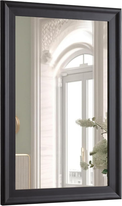 Black Wall Mirror for Bathroom,Rectangle Rustic 24 x 36 inch Vanity Mirrors | Hanging Mirror with Wood Grain Pattern for Living Room,Bedroom,Entryway