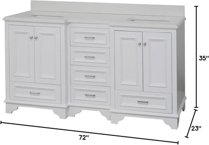 Kitchen Bath Collection Nantucket 72-inch Double Bathroom Vanity (Quartz/White): Includes White Cabinet with Stunning Quartz Countertop and White Ceramic Sinks
