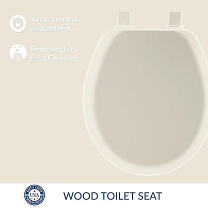 Mayfair Cameron Biscuit Toilet Seat, Non Slip Heavy Duty Wood, Easy Clean, Made in USA, Round (Pack of 2)