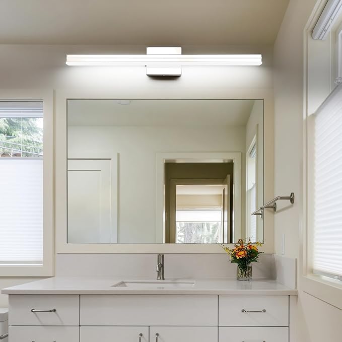SineRise LED Modern Bathroom Vanity Light Bar (24-Inch, 3000K/4000K/6000K), Chrome Dimmable Modern Acrylic Bathroom Wall Lighting Fixtures Over Mirror