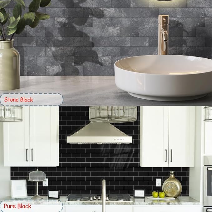 Yipscazo Peel and Stick backsplash 3 x 6 Inches 3D PVC Composite Wall Tile Stick on Backsplash Tile for Kitchen Bathroom, Laundry Room, Fireplace(Gray, 100 Pieces)