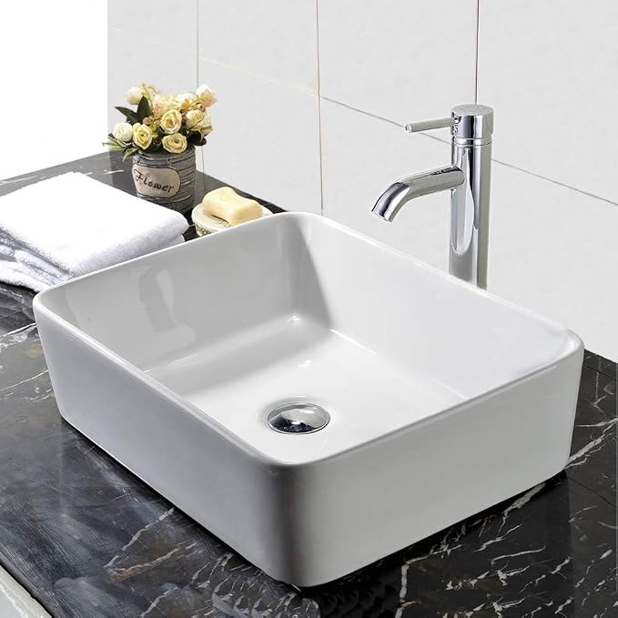 60" Double Vanity (2 * 24" Vanity,2* Porcelain Vessel Basin Sink,1 * 12" Side Cabinets),Double Bathroom Vanity Top with Porcelain White Sink, Faucet Drain Parts Include,Mirror Not Included