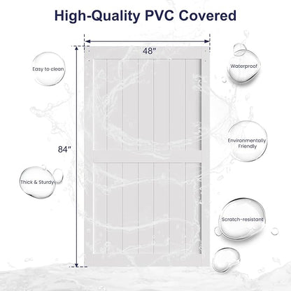 SMARTSTANDARD 48" x 84" White Sliding Barn Door with 8FT Silver Hardware | Pre-Drilled Ready to Assemble, Waterproof PVC Coating, H-Frame