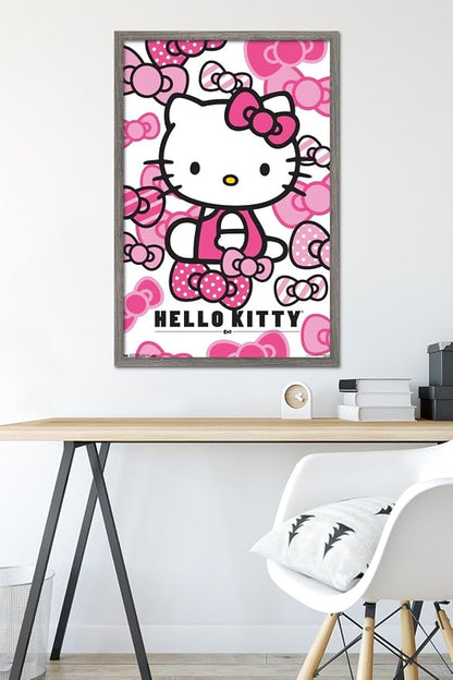 Trends International Hello Kitty - Bows Wall Poster, 22.375" x 34", Barnwood Framed Version