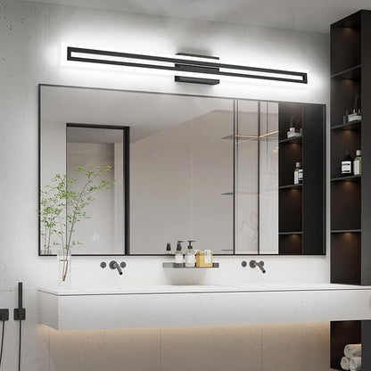 SOLFART Bathroom Light Over Mirror Bathroom Light Fixtures Vanity Lights Black Vanity Lights for Mirror Led Light Fixtures 6000K