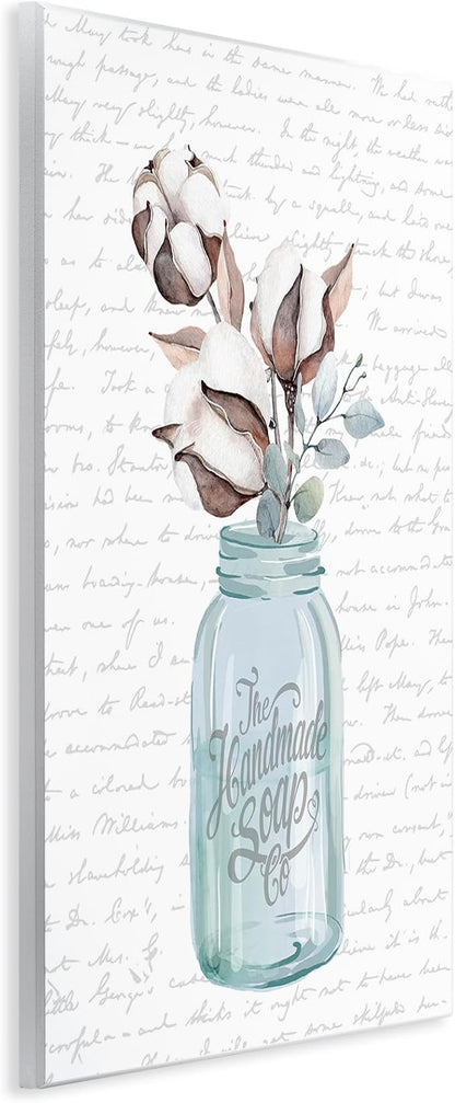 'Handmade Soap Jar & Cotton Flower'| Wall Plaque Art | Stupell Industries | 10 x 15 Inches, Easy to Hang and Sturdy, Made in USA, by Lettered and Lined