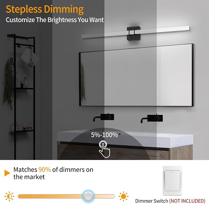 Modern Black Vanity Light Bar 40 Inch, 30W 5CCT Dimmable Bathroom Light Fixtures LED Wall Lighting Fixture
