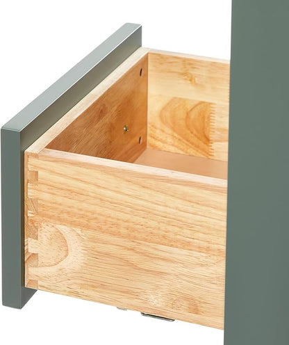 Beckford 48-inch Vintage Green Bathroom Vanity with Center Rectangle Single Sink, Italian Carrara Marble Countertop & Backsplash, Solid Wood Frame, Soft-Closing & Dovetail Drawers