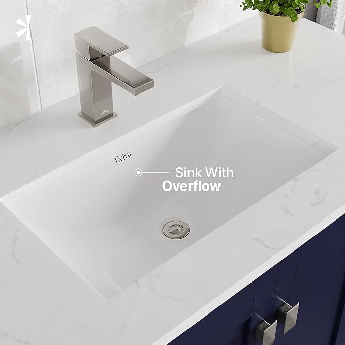 Eviva London 42 in. Blue Single Sink Bath Vanity with Carrara Quartz Top and Undermount Porcelain Sink