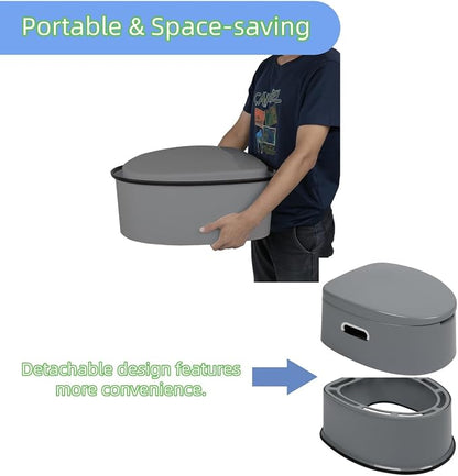 Portable Toilet with Non-Slip Mat, Leak-Proof & Odorless Travel Toilet, Grey